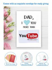 1pc Cute Father's Day Card For Dad Father Stepfather, Funny Daddy Birthday Card For Him, Gift For Fathers Day, Humor Birthday Card For Dad Father StepFather Grandpa - Multicolor - View 2