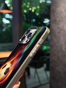 1 carcasă de telefon neagră, cu design modern cu tematică de fotbal în flăcări, rezistentă la șocuri și zgârieturi, potrivită pentru utilizare zilnică și călătorii, compatibilă cu XR/11 Pro Max/7P/8P/12 Pro/12 Pro Max/13 Pro/13 Pro Max/14 Pro/14 Pro Max/15 Pro/15 Pro Max/14/15Plus/16E/16 Pro/16 Pro Max/SMART8, Galaxy A55/A15/S23/S24/S25, ultra impermeabilă și anti-cădere. - Negru - Vizualizare 9