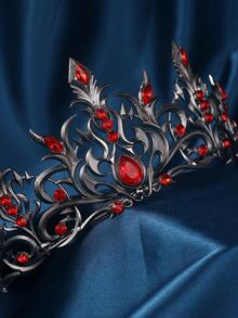 Halloween Crown - Vines Of The Underworld, Black Gothic Tiara For Women & Girls, Baroque Crown For Costume Party - Red - View 5