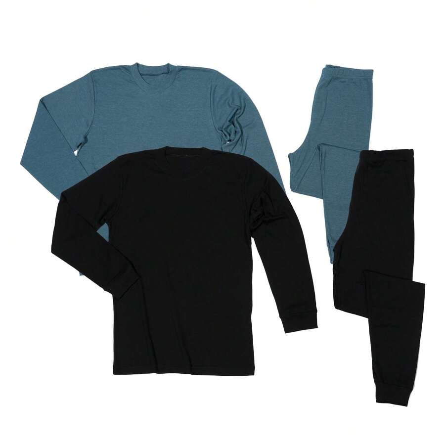 BELIME | Set de Pijama Básico de 4 Piezas para Hombre, Manga Larga, Cuello Redondo, Colores Variados | Tela Ligera con Elasticidad | Ideal para Primavera, Verano, Otoño e Invierno | Estilo Cómodo y Casual con Cárdigan en Cuello, Puños y Tobillos | Tejido Transpirable y Suave de Algodón y Poliéster | Ajuste Regular con Estilo Ajustado| Sin Bolsillos, Sin Forro, No Transparente | Lavar a Mano o en Lavadora con Agua Tibia, No Usar Cloro, Secado al Aire | Perfecto para Dormir, Estar en Casa o Relajarse en Familia | Pijama Largo con Corte Natural en la Cintura, Manga Normal, Diseño Clásico y Atemporal | Material de Alta Calidad: Cardigan, Psiphon | Ropa de Dormir Versátil y Cómoda, Ideal para el Descanso Diario y el Estilo de Vida Moderno