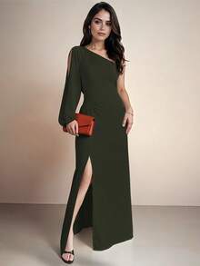 Women Long Dresses - Army Green - View 3