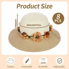 8 Pcs Tea Party Hat Bulk Women Flower Lace Ribbon Wide Brim Hats Fancy Straw Hat With Flowers Caps Fascinator Hats Tea Party Birthdays Supplies Multicolor - 1 - 查看 2