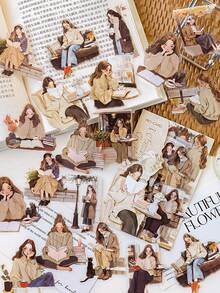 30 miếng dán trang trí phong cách cổ điển dành cho bé gái, nhãn dán trang trí DIY sáng tạo, quà tặng ngày lễ, đồ dùng học tập làm sổ lưu niệm cá nhân hóa - trắng - Xem 8