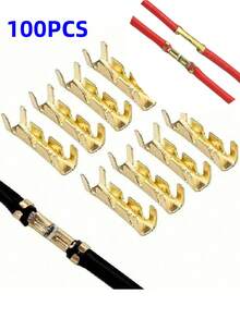 50/100个双头端子、对接连接器和端子/接线盒 - 金色 - 查看 3