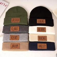 Personalize Baby Beanie,Newborn Baby Beanie Hat Infant Beanie With Name,Baby Shower Gift,Baby Hat With Name Patch,Unisex Baby Hats For Baby