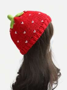 1 Piece Ladies' Cute Red Strawberry Hat Knitted Warm Hat Soft And Warm Suitable For Daily Leisure Vacation, Fall / Winter