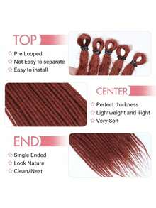 18/24 Inch 40 Strands Dreadlock Hair Extensions,Synthetic Hippie Single Ended Handmade Dreads,Thin 0.6cm Width Straight Reggae Style Dreadlocks For Woman - 臟橘色 - 查看 3