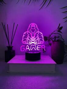 1pc Creative 3D Night Light, Touch Sensor 7-Color Changing USB Decorative Lamp, Gaming Room Atmosphere Light, Holiday Gift - Pink - View 1