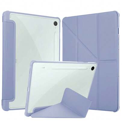 Acrylic Y-Shaped Foldable Purple Tablet Case With Pen Slot, Compatible With Samsung Galaxy Tab A9/A9 Plus/Galaxy Tab S9 2023/S9+2023/S9 FE 2023/S9 FE+