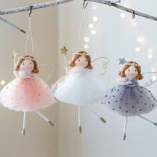 1 件圣诞装饰天使挂件 - 可爱女孩，带翅膀，身穿闪亮连衣裙，饰有金色星星 - 适用于圣诞树、家居和橱窗展示，圣诞节和新年礼物，节日装饰，圣诞装饰品 - 彩色 - 查看 1