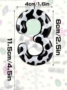 Black & White Cow Spot Print Numbered 0-9 Birthday Animal Theme Anniversary Celebration Party Cake Decorative Candles - Multicolor - View 9