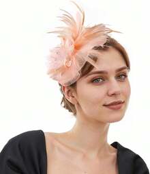Fascinators Hats Women,Tea Party Fascinator Hair Clip With Feathers Wedding,Derby Hats Headbands - Style1-血牙 - 查看 2