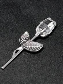 1pc Crystal Red Rose Gift With Silver Leaf Infinity Flower|Handmade Wrapped|Thanksgiving/Wedding/Anniversary/Valentine's Day Gift For Her - Multicolor - View 3