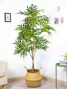 78-140cm Large Fake Palm Tree Artificial Ficus Plants Plastic Tropical Nandina Plants Branch Faux Fiddle Fig Leaves Tall Lacquer Tree For Home Garden Office Kitchen Decor Without 1pc