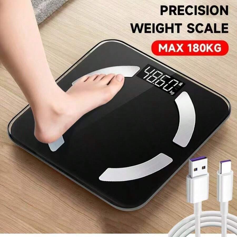 RAF Rechargeable Smart Digital Bathroom Scale With High-Definition LCD Display, 400lb Capacity, Body Composition Analysis, BMI, Muscle & Water, Mobile App Connectivity - Multicolor - View 1