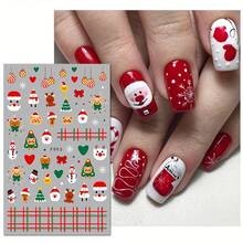 Christmas Nail Art Stickers, Santa Claus, Reindeer, Snowman, Tree Designs, Self-Adhesive Cartoon Nail Decals, Matte Effect, Glitter Decorations, Paper Material, Pre-Glued, Single Use, Asymmetrical Shapes, Suitable For DIY And Nail Salons, Plastic Surface, Fragrance-Free Snowflake Theme - Multiple Specifications - View 6