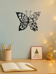 1 件“冬日花朵”圣诞铁艺墙饰 - 激光切割蝴蝶和花卉金属雕塑，空心锻造装饰，适用于客厅/餐厅/卧室。适用于现代家居装饰、家居装饰、房间装饰、卧室装饰、浴室装饰、防水、防锈、墙面装饰、生日礼物、厨房 - 彩色 - 查看 7