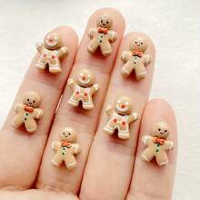 30pcs Colorful Resin Christmas Decoration Set - Adorable Mini Cartoon Christmas Cookie People Design, Flat 3D Mini Figurines, For DIY Scrapbooking, Nail Art, Jewelry Making And Christmas Craft Decorations, Mini Christmas Tree Ornaments, Cute Gingerbread People, Christmas Gifts, Christmas Themed, Christmas Nail Art Supplies, Mini Handmade Decorations