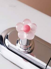 1pc/2pcs Floral Cartoon Toilet Flush Handle, Flower Shaped Toilet Flush Button, Toilet Tank Button, Flower Toilet Push Button, Toilet Flush Button Lever Tool, Creative Floral Drawer Cabinet Handle - Easy To Press, Fashionable Bathroom Accessory, Elegant Touch, Suitable For Long Nails Design