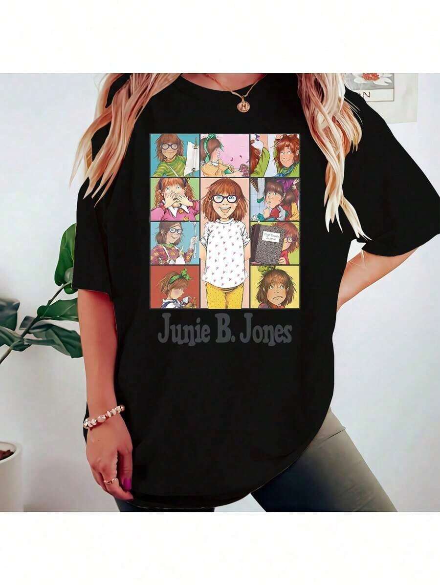 Shirt Junie B. Jones Teacher Appreciation Vinyl Iron-On Heat Transfer Sticker, Durable And Washable, Multicolor - Great For T-Shirts, Backpacks, Sweatshirts, Hoodies, Teacher Gifts, Sports, | Fall Clothes For Women,Halloween,Tops,Teacher Fits For Women,Shirts,Back To SchoolLoose And Comfortable2026 Halftime Show Shirt - 黑色 - 查看 1