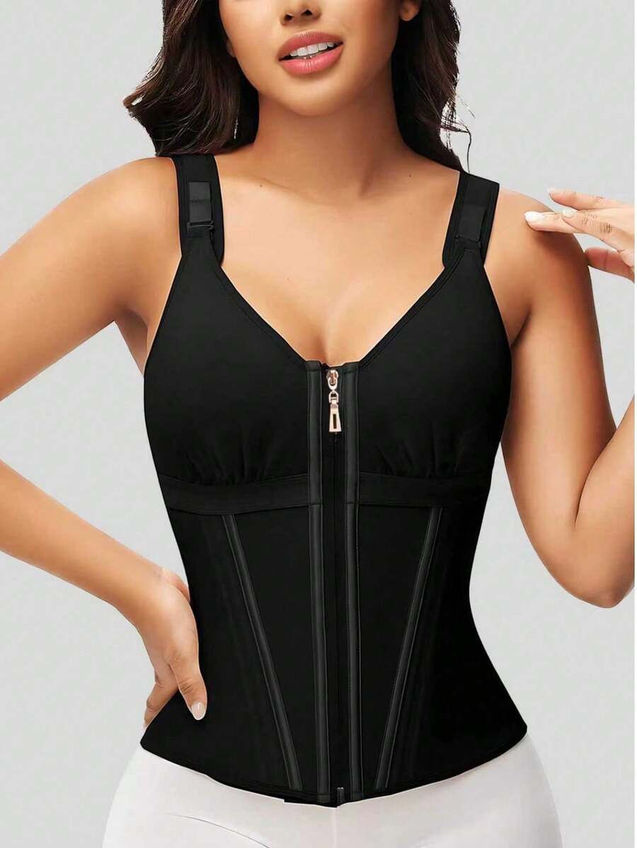 Waist Trainer For Women Workout Corset Waist Cincher Shapewear Tummy Control Vest Body Shaper Invisible Girdle - Black - View 1
