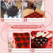 1pc 12-Cavity Heart-Shaped Silicone Cake Mold - Non-Stick DIY Baking Mold For Brownies, Cupcakes & Cake Pops, Chocolate, Soap, Jelly, Candy Making, Valentine's Day Muffins Pan