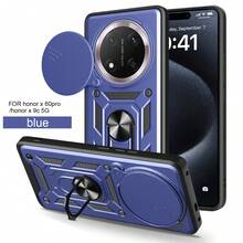 Funda adecuada para Honor X9C 5G/Honor Magic7 Lite 5G/Honor X9B 5G/Honor Magic6 Lite 5G, con soporte de anillo, protección de cámara, a prueba de golpes, antihuellas dactilares y antideslizante - Azul Marino - Ver 2