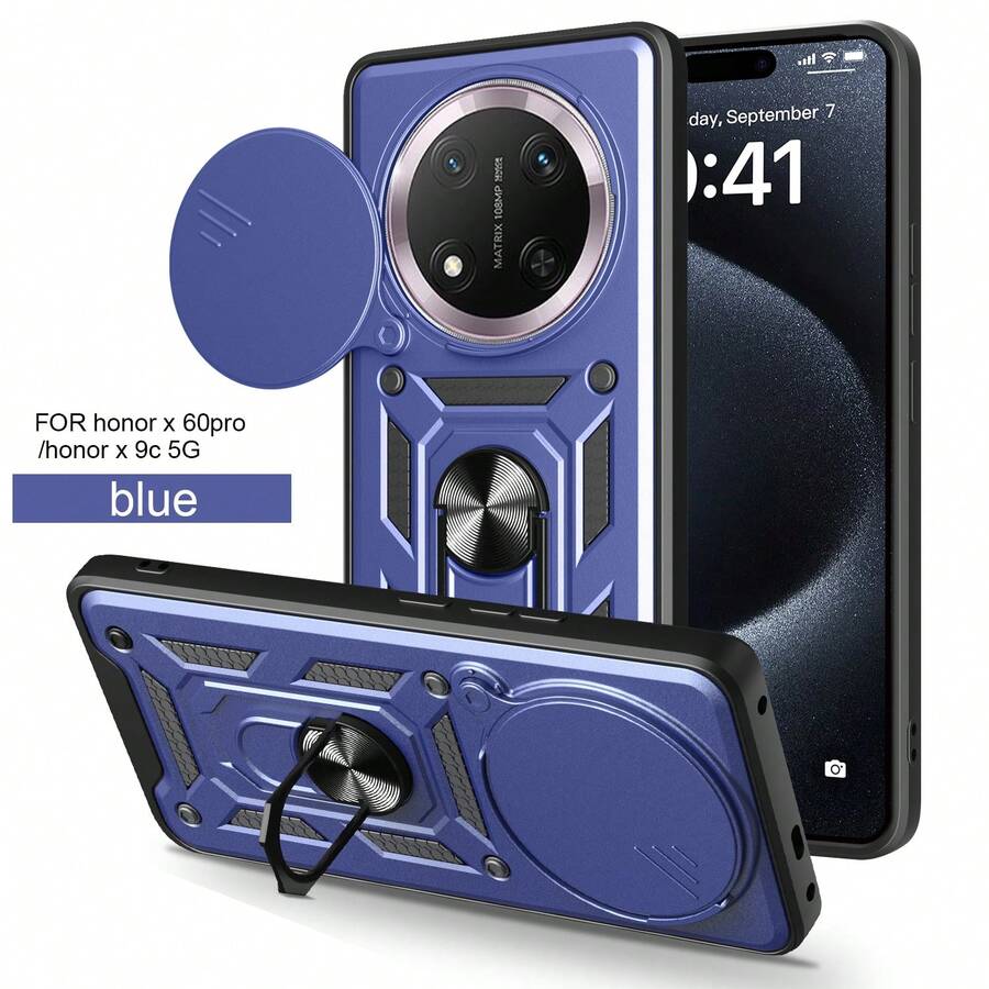 Funda adecuada para Honor X9C 5G/Honor Magic7 Lite 5G/Honor X9B 5G/Honor Magic6 Lite 5G, con soporte de anillo, protección de cámara, a prueba de golpes, antihuellas dactilares y antideslizante