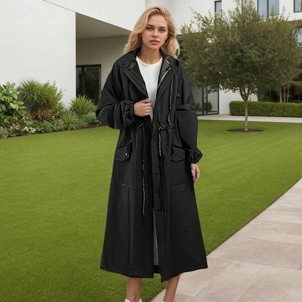 Impermeable ligero de EVA para mujeres, poncho de lluvia impermeable y con capucha portátil para ir al trabajo, pasear al perro, viajar