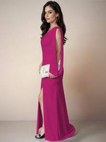 Women Long Dresses - Hot Pink - View 2