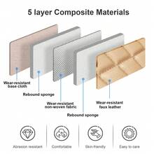 Universal Premium Leather Seat Covers For Car Full Set, Breathable Leather Automotive Front And Rear Seat Covers & Headrest For Comfortable Driving, Fits Most Of Cars(Beige With Coffee Line) - Beige with Coffee Line - 查看 4