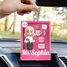 Catygift Mặt dây chuyền xe hơi bằng acrylic khắc tên giáo viên theo yêu cầu, quà tặng cá nhân hóa dành cho giáo viên (khắc tên và năm), món quà tinh tế chủ đề giáo viên, dành cho các nhà giáo dục và đồng nghiệp. - Như được hiển thị - Xem 5
