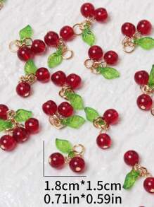 10/20/30 件手工玻璃樱桃吊坠，独特的小众设计，适合 DIY 项链、手链、钥匙扣、迷你礼物 - 酒紅櫻桃 - 查看 5