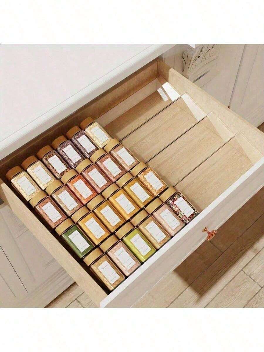 1 件/4 件亚克力香料抽屉整理器，4 层透明，香料罐抽屉插件，厨房抽屉香料架托盘适合橱柜/台面、家居装饰、派对和圣诞节储存 - 彩色 - 查看 1