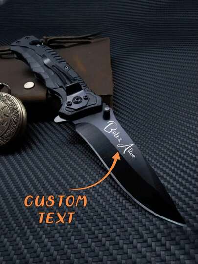 1pc,2pcs.Customizable Pocket Knife For Men/Women, EDC Knife With Clip, Emergency Glass Breaker, Serrated Edge Cool Pocket Knife For Outdoor Survival, Camping, Hunting, Gift For Dad, Couple, Son, Laser Engraved, Personalized Everyday Tool Knives Contracted, Minimal Chic Custom, Personalized