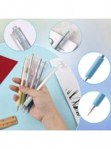 3pcs Utility Knife, Made Of Durable Polypropylene Material, Portable Push-Button Retractable Tip, Practical Cutting Tool For Paper, Cards, Gift Wrapping, Stylish Design With Transparent Body, Compact And Convenient Paper Cutter, Christmas/New Year Gift, Carving Accessories, Multi-Purpose Engraving Pen (Random Color/Style)