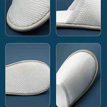 12pcs Disposable White Home Slippers, Unisex Spa Slippers, Bulk Hotel Slippers, Suitable For Guests, Non-Slip Sole, Closed Toe, Fluffy Guest Shoes, No Power Needed, Applicable For Bathroom, Wedding, Shoeless Home