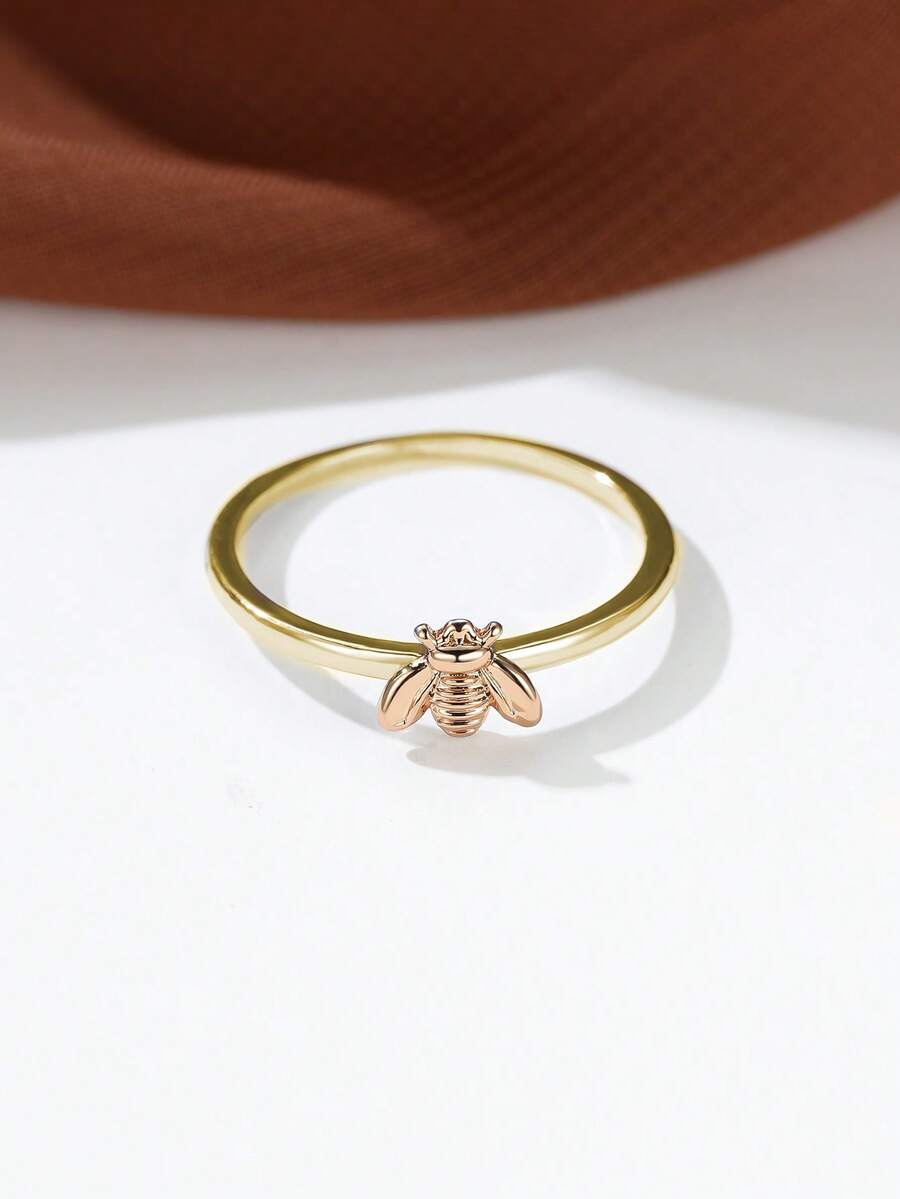 1 pieza Anillo con forma de abeja, apto para uso diario - Amarillo Oro - Ver 1