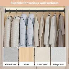HSHa Wardrobe Rail Extendable Clothing Adjustable Length, Heavy Duty Steel Retractable Wardrobe Rods, Curtain Rod For Windows Showers, Closet Hanging Rails For Cabinet Bathroom Clothes Wardrobe Organiser - Black/90-160CM - View 6