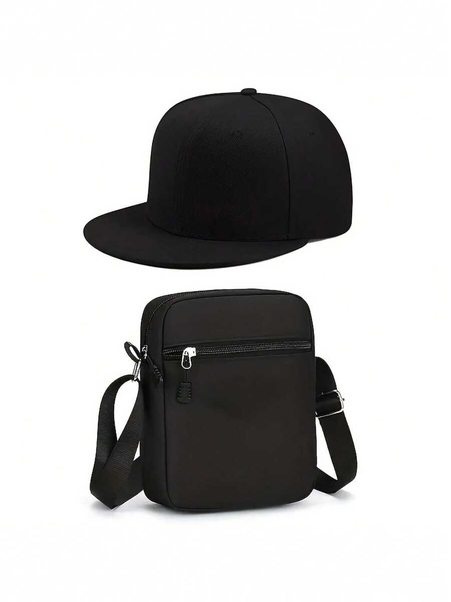 1pc/2pcs Y2K Streetwear Fashion Outdoor Sports Baseball Cap & Crossbody Bag, Adjustable Unisex Cap Can Be Worn Backwards, Great Gift For Yourself And Friends - Black - View 1