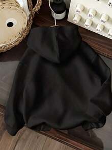 Popular Hoodies For GirlsWomen's Casual Simple Milano Pattern White Hoodie Sweatshirt, Loose Fit, Thick Thermal Lined, Suitable For Autumn And Winter,Long Sleeve Tops Back To School Fall And Winter Clothing Autumn And Winterroomy And Comfortable - Black 2 - 查看 2