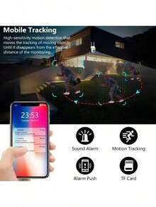 WiFi Security Camera With 360-Degree Rotation, 1080P Resolution, Night Vision, And Remote Access.This High-Definition Indoor/Outdoor Wall-Mountable Camera Is Suitable For Placement In Homes, Courtyards, And Entrances - 白色 - 查看 6