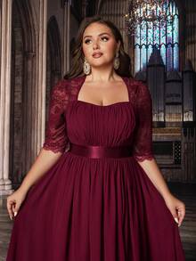 Eleganckie sukienki damskie w dużych rozmiarach, jednokolorowe, koronkowe, z krótkim rękawem