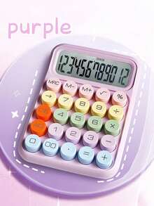 1pc 12-Digit Large Display Dopamine Calculator, Made Of High-Quality Material, Mechanical Keyboard, Suitable For School, Office, Retail, Classroom Prizes, Back To School - Purple - View 14