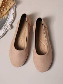 Classic Round Toe Flat Women's Shoes, Plus Size Version 36-43, Thickened Forefoot Protects Feet, Optimized Heel Design Prevents Slipping, Soft Fabric Material And Cushioned Insole For Comfortable Wear - Coffee Brown - View 3