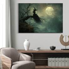 1 Pc Canvas Painting,Classic Anime Halloween Canvas Poster - The Ultimate Moonlight Witch - Beautiful Visual Art Aesthetics, Woodblock Canvas Wall Art Print, Autumn Decoration , Wooden Framed Art,High Quality ,Thickness 2. 25cm/1inch Wall Art Prints Poster Direct Hanging Decor For Home Gifts,Living Room, Bathroom, Bedroom, Kitchen,Bar,Office - 藍色 - 查看 3