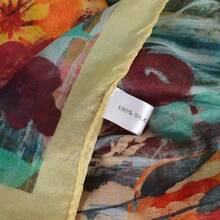 100% Mulberry Silk Scarf For Women Lightweight Long Scarves Beach Wraps Cover Up -Travel Photography Scarfhalloween - 藍綠色花卉 - 查看 11