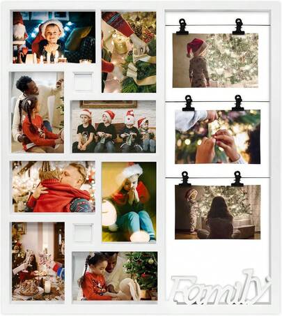 Marco de fotos familiar Jerry & Maggie, marco para 11 fotos, galería de selfies múltiple, decoración de pared de collage de fotos familiares, sin necesidad de montaje, marcos surtidos para pared de galería