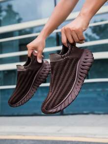 New Casual Shoes For Women, Comfortable Breathable Sports Shoes, Sock-Style Design For Easy On/Off, Versatile Casual Style Suitable For Various Occasions, Unisex/Couples/Women's New Arrivals, Thick Sole Fashionable Brown Elegant Sports Shoes/Women's New Arrivals