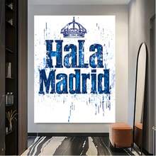 2Dflat, 1pcs, Vintage Hala Madrid Canvas Wall Art - Wooden Frame Wrapped Canvas Prints And Posters, Blue & White Splatter Design, Home Decor For Living Room, The Perfect Gift For Real Madrid Fans. Bedroom Decor And Accessories, Bathroom Decor And Accessories, Kitchen Decor And Accessories, Office Decor And Accessories, Vintage Christmas Decorations For Home, Christmas Gifts, Decoracion De Navidad 2025, Christmas Ornaments, Halloween Decorations, Dia De Los Muertos, Diwali Decoration Home, Birthday Decorations, Thanksgiving Decorations, Wedding Decorations, Holiday Decor, Wall Decor. Very Suitable For Room Decors And Home Decors. Ready-To-Hang. - 彩色 - 查看 4